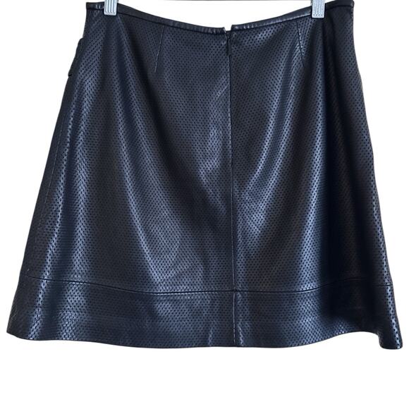 Tory Burch Fae Leather Black Skirt Pockets Front Size 6 - Picture 2 of 9